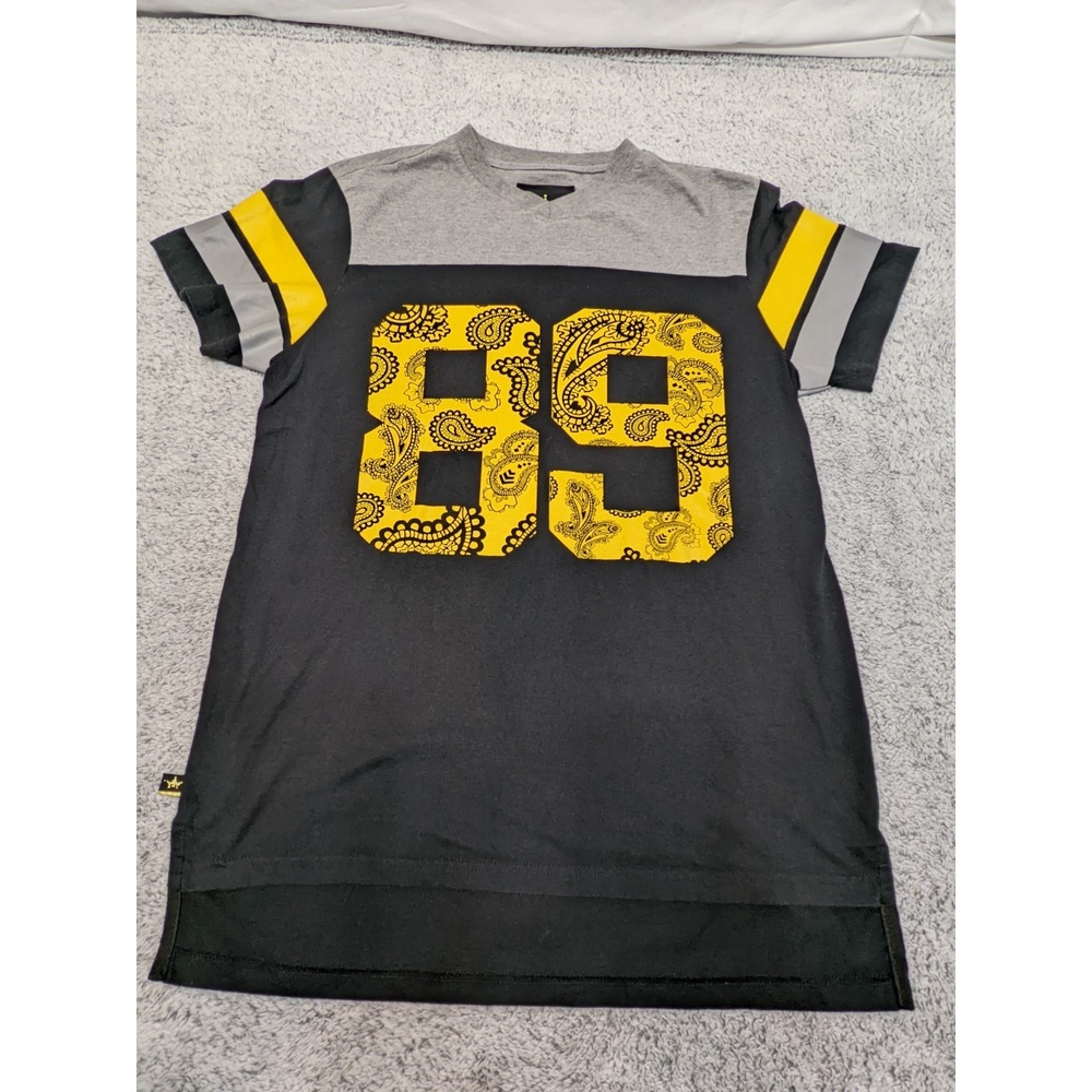 Maxi Milian New York Shirt Jersey Mens Black & Yellow Short Sleeve Paisley Large